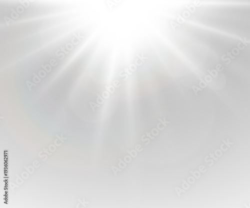 PNG bright sunlight rays illuminate transparent overlay. Soft white beams create dreamy glow and warm light effect. Perfect for vector and photo compositions.