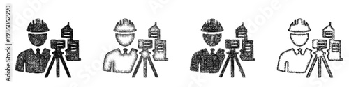 Sketch site engineer icon design set