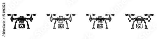 Sketch drone icon design set