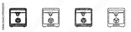 Sketch 3d printer icon design set