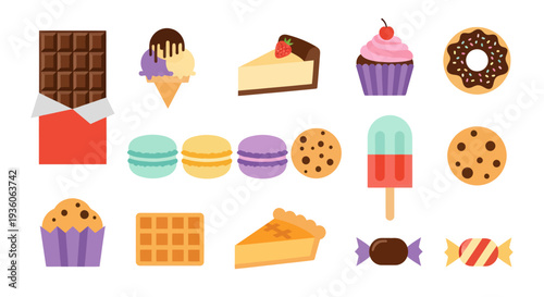 Assorted colorful desserts collection illustration