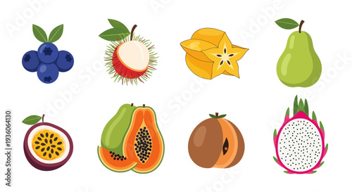 Assortment of colorful tropical fruits