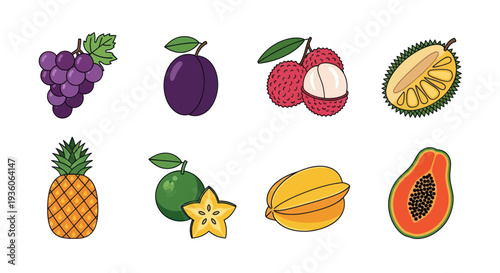 Assortment of colorful tropical fruits