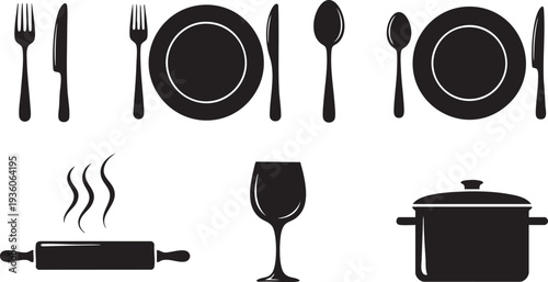 Dining, Kitchenware, and Table Setting Icon Collection