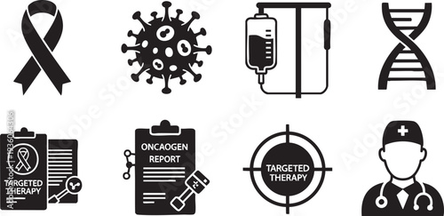 Oncology, Targeted Therapy, and Cancer Treatment Icon Collection