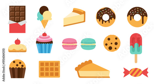 Assortment of sweet desserts illustrations