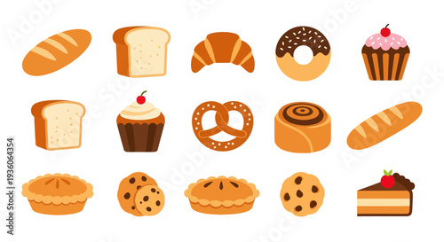 Bakery items illustration collection