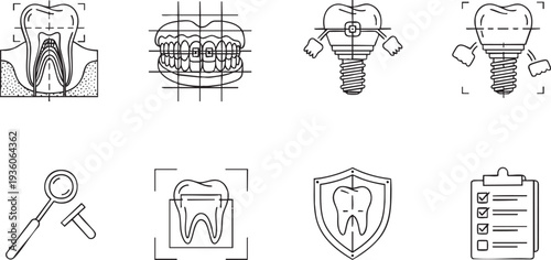 Dental Care Orthodontics and Oral Health Icon Collection