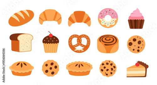 Bakery items illustration vector set