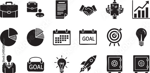 Business Strategy, Corporate Management, and Financial Icon Collection