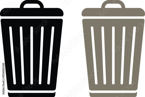Two contrasting trash bins with different color schemes displayed side by side Vector