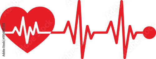 A vibrant red heart with a heartbeat line symbolizing health and vitality Vector