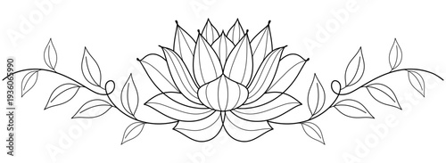 lotus line art vector illustration, vesak day element design