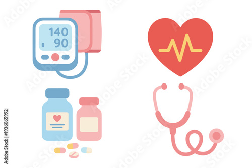 Healthcare Medical Equipment and Diagnostic Tools Flat Vector Set
