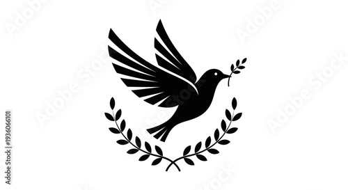 Flying dove with olive branch vector