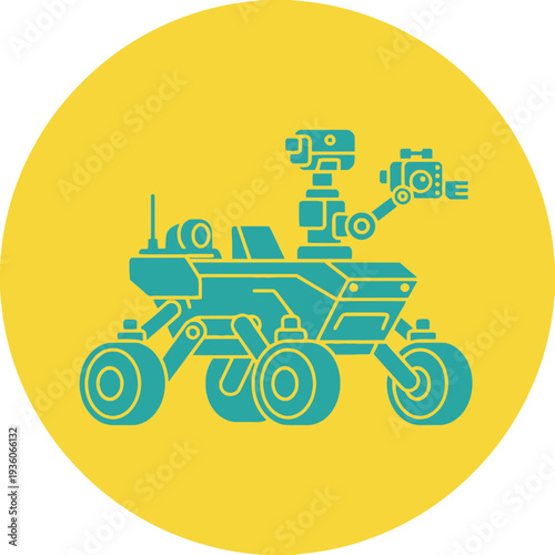Illustration of a robotic rover with multiple cameras and sensors.