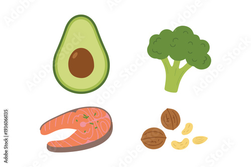 Healthy Superfoods and Organic Nutrition Ingredients Set