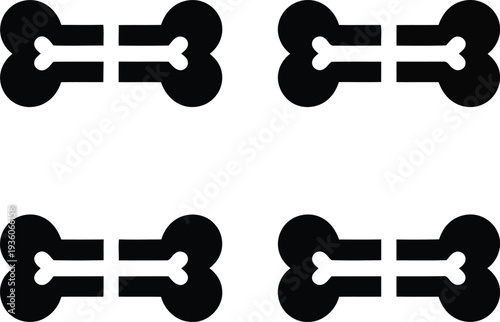 Four black dumbbell icons arranged in a 2x2 grid formation against a white background Vector
