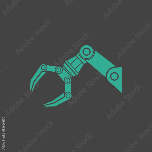 Digital illustration of a robotic arm with a claw mechanism.