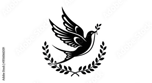 Flying dove with olive branch vector