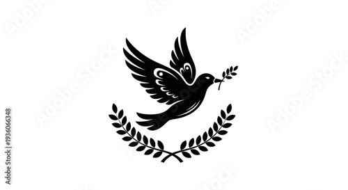 Flying dove with olive branch vector