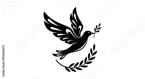 Flying dove with olive branch vector