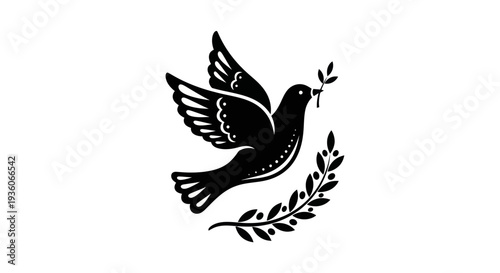 Flying dove with olive branch vector