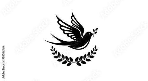 Flying dove with olive branch vector
