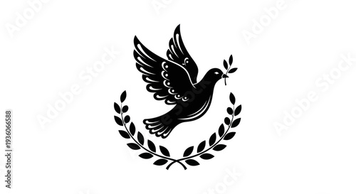 Flying dove with olive branch vector