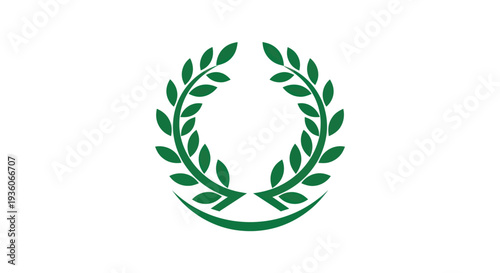 Green laurel wreath symbol isolated on white