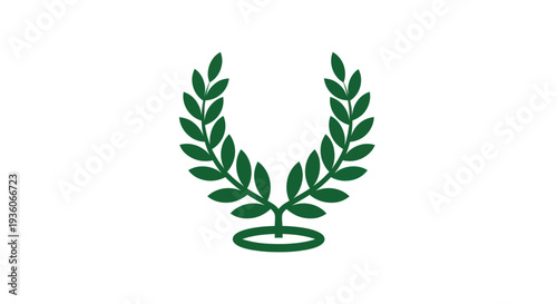 Green laurel wreath symbol on white