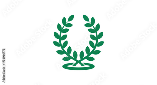 Green laurel wreath symbol on white