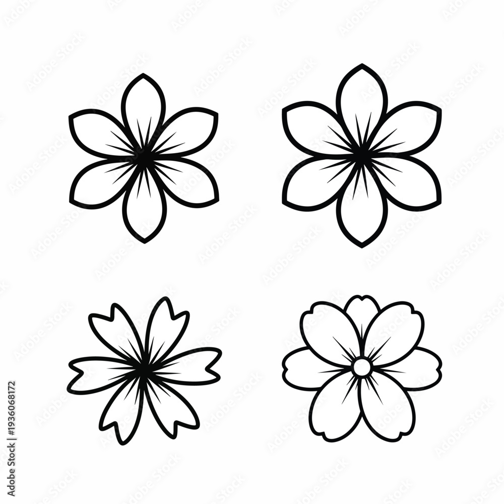 Fototapeta premium Four Simple Flower Icons