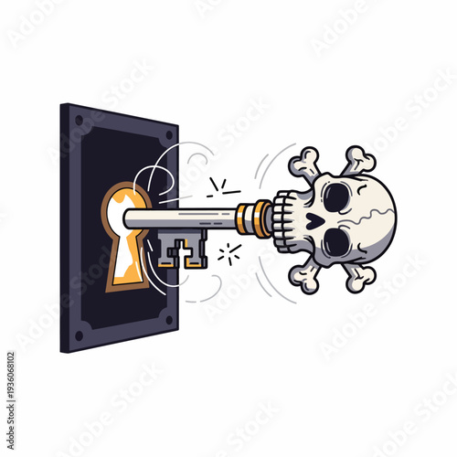 Skull Key Unlocking Door