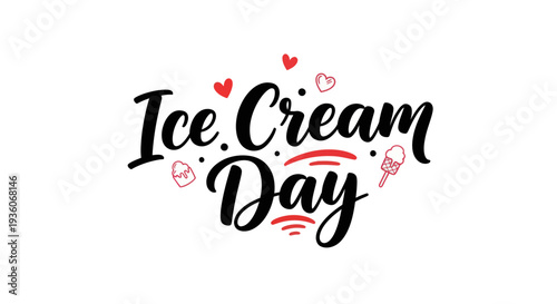 Ice cream day celebration text design