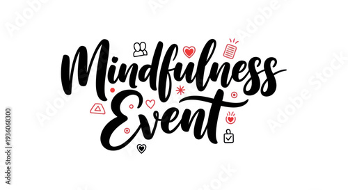 Mindfulness event calligraphy illustration