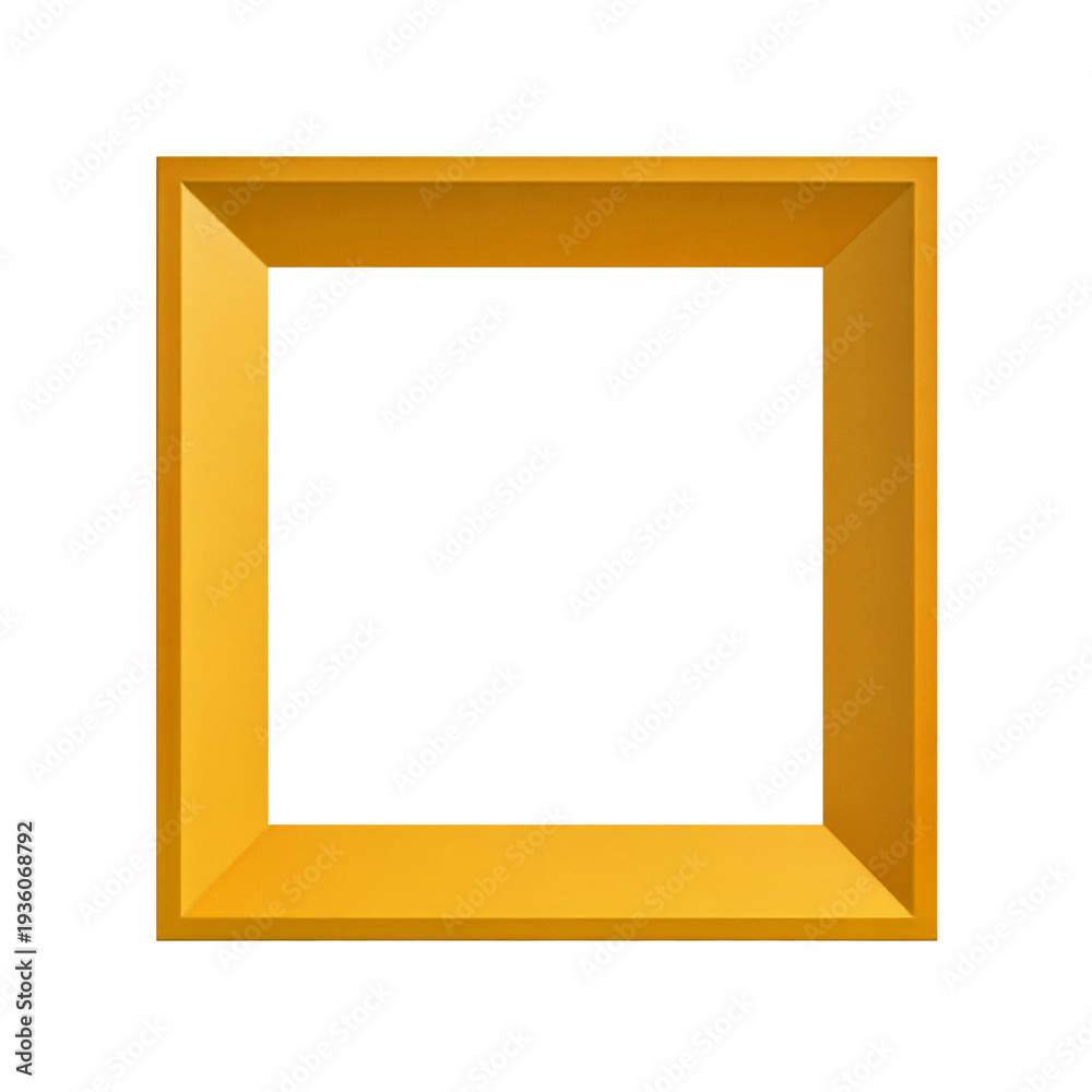 Fototapeta premium Elegant 3D Golden Square Border Frame Isolated on Transparent Background