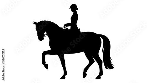 Elegant Silhouette of Horse and Rider in Dressage Position Vector Isolated
