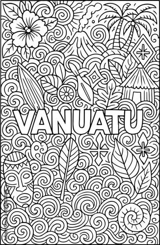 Vanuatu hand drawn vector illustration doodle art line art coloring page for kids