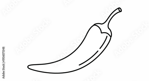 Simple Line Drawing of Chili Pepper