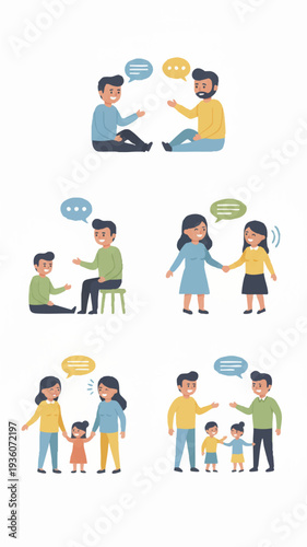 Diverse people engaging in conversations and discussions.