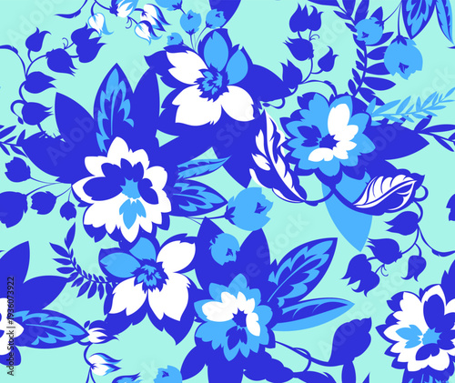 Seamless floral pattern design. Abstract flowers pattern background. Textile print pattern
