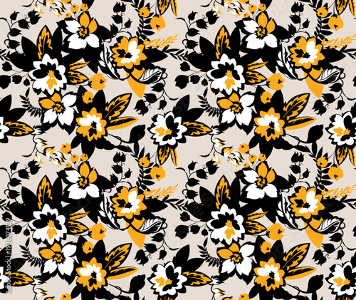 Seamless floral pattern design. Abstract flowers pattern background. Textile print pattern