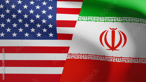 USA nad Iran flags, conflict and war