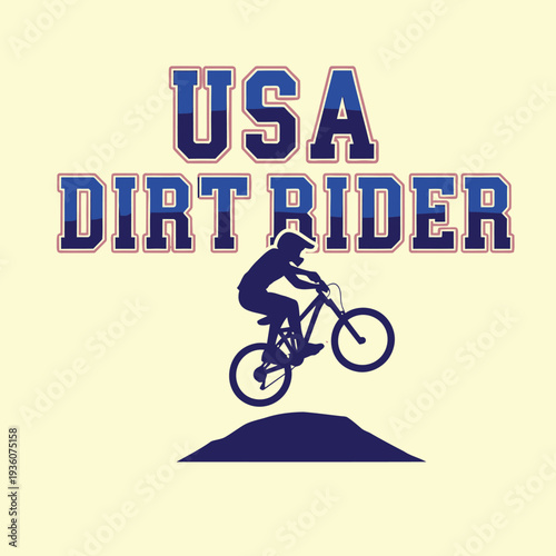 USA dirt rider performs stunt on bike tshirt design