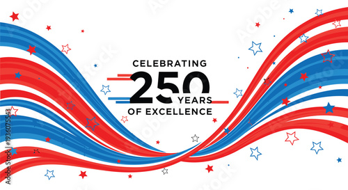 Vector patriotic wave design with stars and text