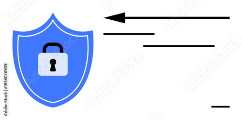 Data security concept. Visual of shield with lock data protection and secure transfer. Data security ensures privacy and protects sensitive information. Use for security, IT, online safety, software