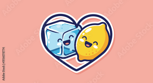Cartoon Milk and Lemon Characters Hugging.