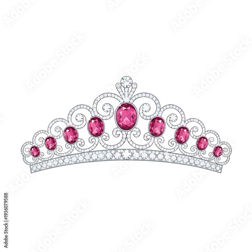 Luxury Tiara with Pink Jewels