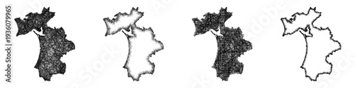 Sketch Setubal outline map design set
